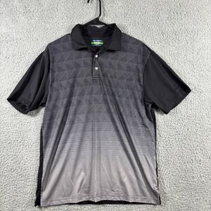Ben Hogan Mens Performance‎ Golf Polo Shirt Black Grey Geometric Gradient Size M